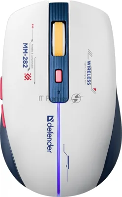 Мышь беспроводная Defender Dila MM-282 белый/синий, 1800 dpi, радиоканал, USB, кнопки - 6
