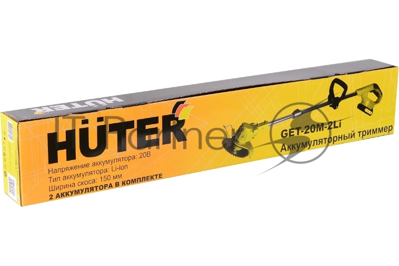 Триммер аккамуляторный Huter GET-20M-Li, 20 В, 2 Ач