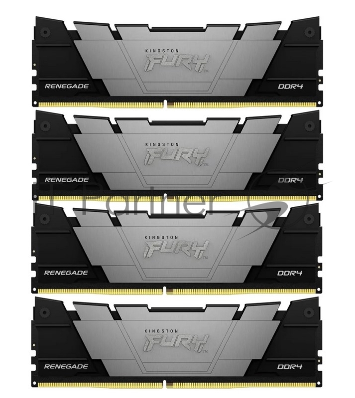 Оперативная память Kingston Fury Renegade, DDR4, 32Gb (4x8GB), 3200MHz, CL16, DIMM, с радиатором, черный