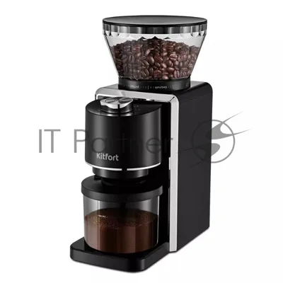 Кофемолка Kitfort КТ-787 200Вт сист.помол.:жернова вместим.:250гр черный/серебристый