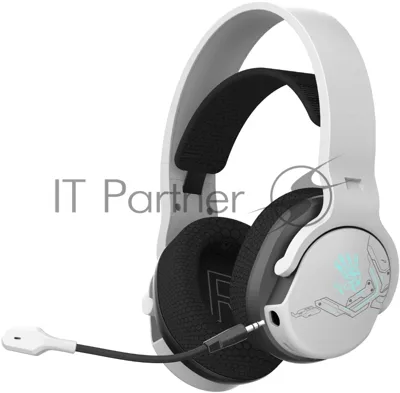 Гарнитура Bloody GR370 белый, беспроводная + проводная, Bluetooth, до 45 ч, подсветка