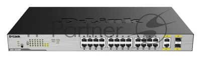 Коммутатор D-Link DGS-1026MP/B2A, 24×1 Гбит/с + 2×1 Гбит/с Combo, неуправляемый