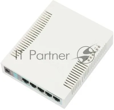 Коммутатор сетевой MikroTik RB260GS RouterBOARD 260GS 5-port Gigabit smart switch with SFP cage, SwOS, plastic case, PSU