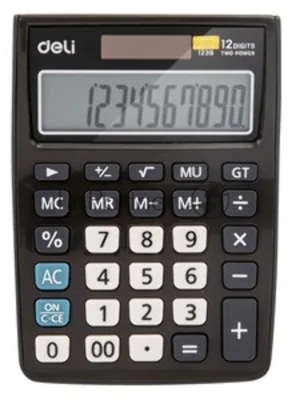 Калькулятор настольный Deli E1238 black черный 12-разр. 1003509