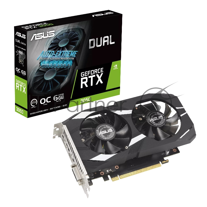 Видеокарта ASUS GeForce RTX 3050 Dual OC Edition, 6 GB GDDR6, 96 bit, DVI-D, DisplayPort, HDMI, GPU 1042 MHz