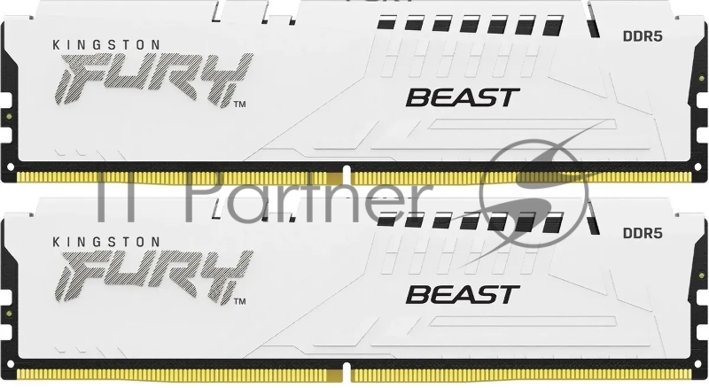 Оперативная память Kingston Fury Beast, DDR5, 64Gb (2x32Gb), 5600MHz, CL40, DIMM, с радиатором, белый