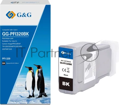 Картридж струйный G&G GG-PFI320BK (PFI-320BK) черный (300 мл) для Canon imagePROGRAF TM-200/200MFP/205/300/300MFP/305