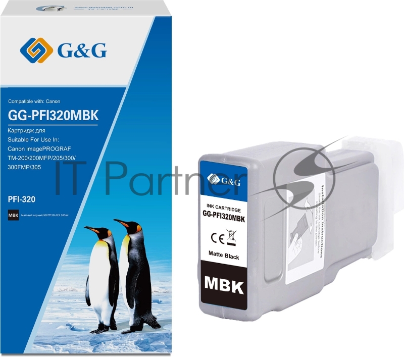 Картридж струйный G&G GG-PFI320MBK (PFI-320MBK) черный матовый (300 мл) для Canon imagePROGRAF TM-200/200MFP/205/300/300MFP/305