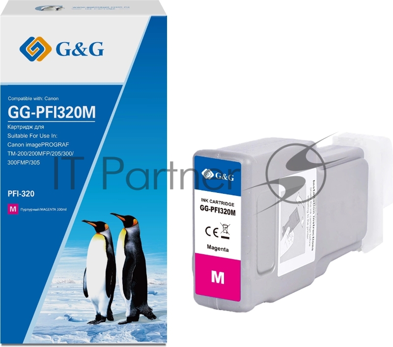 Картридж струйный G&G GG-PFI320M (PFI-320M) пурпурный (300 мл) для Canon imagePROGRAF TM-200/200MFP/205/300/300MFP/305