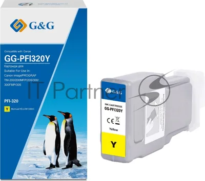 Картридж струйный G&G GG-PFI320Y (PFI-320Y) желтый (300 мл) для Canon imagePROGRAF TM-200/200MFP/205/300/300MFP/305