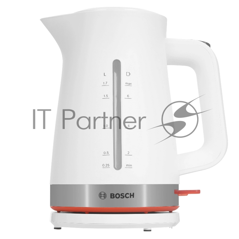 Электрочайник Bosch TWK4M221 белый, 1.7 л, 2400 Вт, скрытый нагревательный элемент