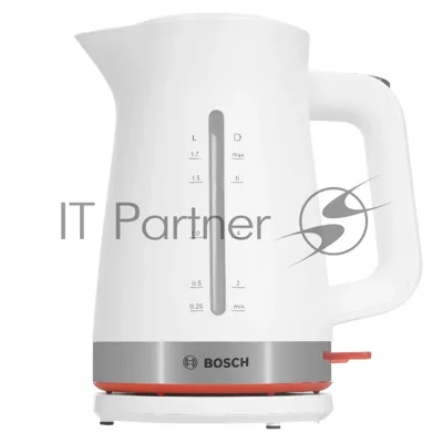 Электрочайник Bosch TWK4M221 белый, 1.7 л, 2400 Вт, скрытый нагревательный элемент