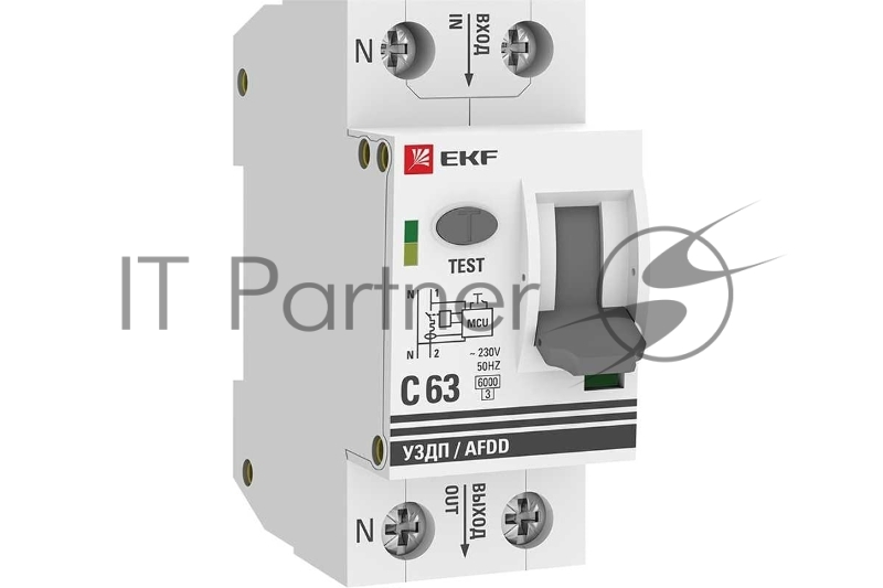 Устройство защиты от дугового пробоя EKF PROxima (УЗДП) 1P+N C 63А 6кА с авт. выкл. afdd-2-63C-pro