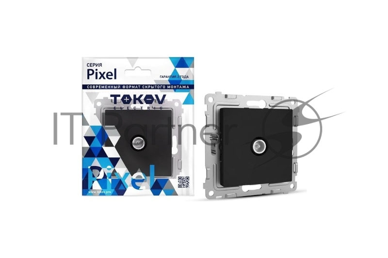 Розетка TV TOKOV ELECTRIC проходная СП Pixel 4DB механизм карбон