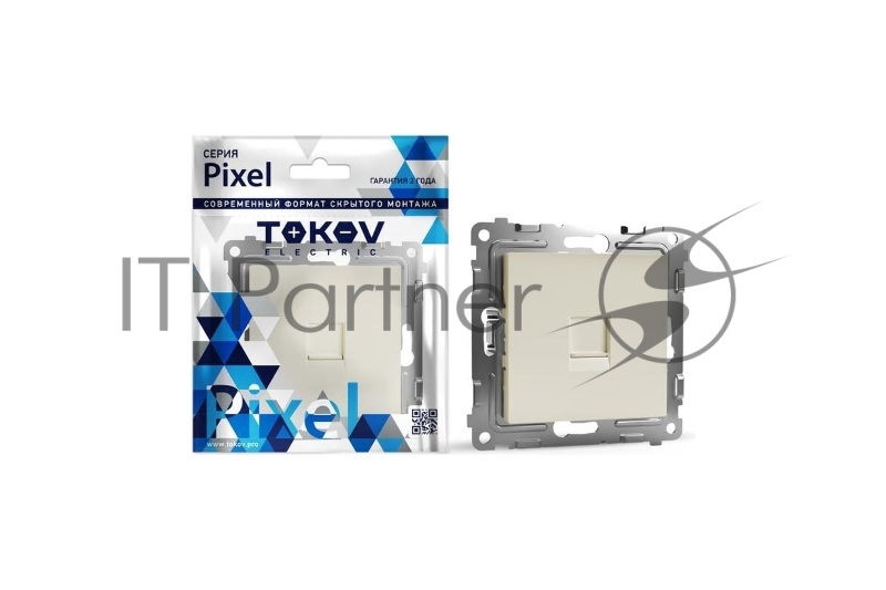 Розетка телефонная 1-м TOKOV ELECTRIC СП Pixel RJ11 механизм бежевый