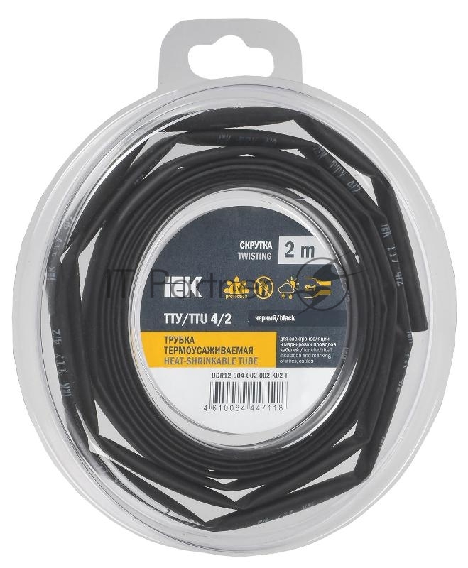 Трубка термоусадочная ТТУ нг-LS 4/2 черный (уп.2м) IEK UDR12-004-002-002-K02-T