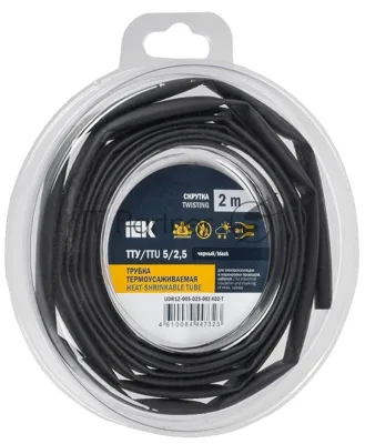 Трубка термоусадочная ТТУ нг-LS 5/2.5 черный (уп.2м) IEK UDR12-005-D25-002-K02-T