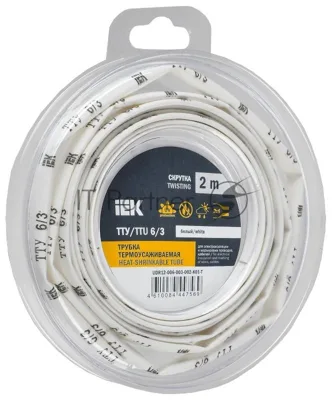 Трубка термоусадочная ТТУ нг-LS 6/3 бел. (уп.2м) IEK UDR12-006-003-002-K01-T