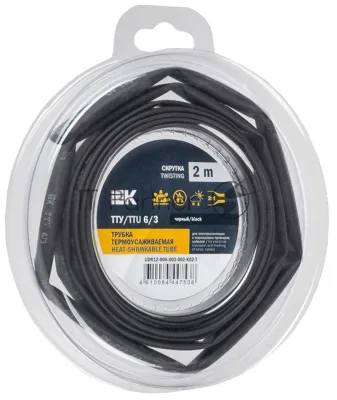 Трубка термоусадочная ТТУ нг-LS 6/3 черный (уп.2м) IEK UDR12-006-003-002-K02-T