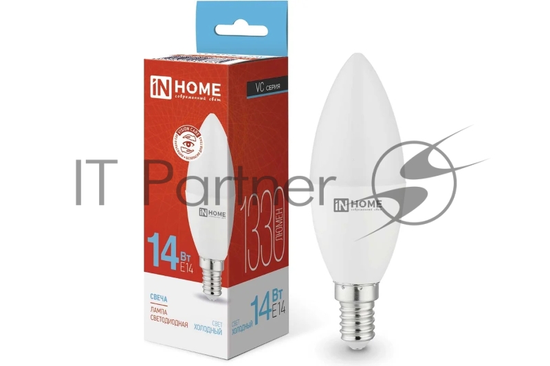 Лампа светодиодная LED-СВЕЧА-VC 14Вт E14 6500К 1330лм IN HOME 4690612047775