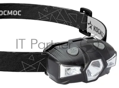 Фонарь налобный 1Вт LED+красн. 1xAA (R6) корпус ABS-пластик регулируемый эласт. ремешок КОСМОС KOC517B