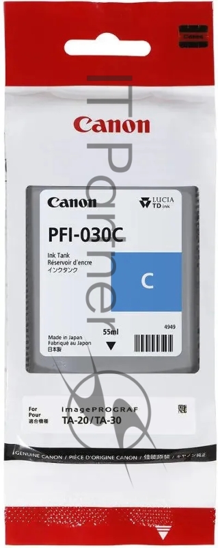 Картридж струйный Canon Pigment Ink PFI-030 Cyan голубой (55 мл) для Canon imagePROGRAF TM-240, TM-340