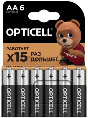 Элемент питания алкалиновый AA/LR6 (блист. 6шт) Basic Opticell 5051006
