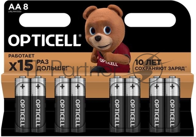 Элемент питания алкалиновый AA/LR6 (блист. 8шт) Basic Opticell 5051008