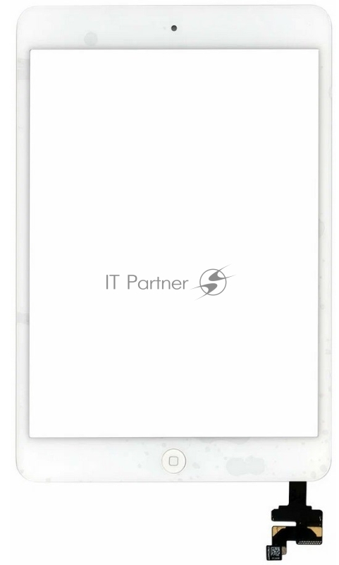 Сенсорное стекло (тачскрин) Ipad mini + stiker + IC с кнопкой Home, белое (A1432 A1454 A1455) OEM