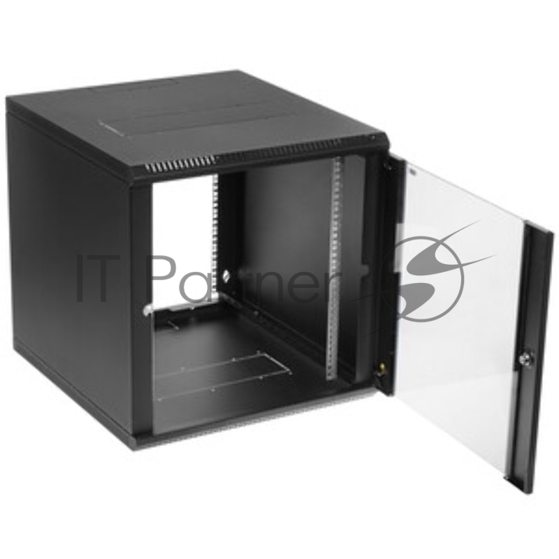 Шкаф телекоммуникационный настенный разборный ЦМО 12U (600 x 520) съемные стенки, дверь стекло, черный (ШРН-М-12.500-9005)
