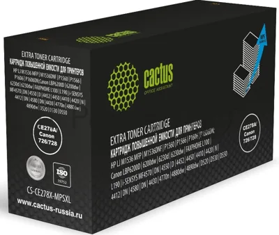 Картридж лазерный Cactus CS-CE278X-MPSXL CE278A/Canon 726/728 черный (8000стр.) для HP LJ M1536 MFP/M1536DNF/P1560/P1566/P1606/P1606DN;Canon LBP6200D/6200dw/6230d/6230dw/FAXPHOHE L100/L190/i-SENSYS MF4570/DN/4550/D/4452/4450/4410/4420/N/4412/DN/4580/DN/4430/4770n/4880dw/4890dw/D520/D530/D550