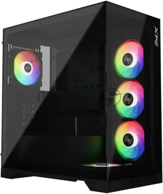 Компьютерный корпус XPG INVADER X BLACK (INVADERXMT-BKCWW) Mid-Tower Gaming ATX PC Case with Panoramic View, Tempered Glass Panels, and RGb Lighting Black