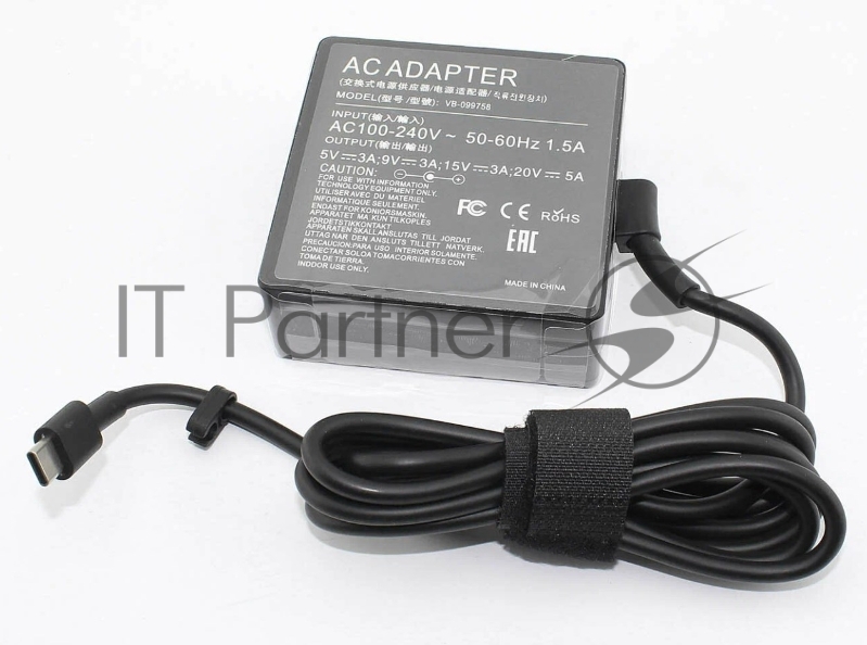 Блок питания (сетевой адаптер) для ноутбуков Asus 5V, 9V, 15V 3A, 20V, 5A (Type-C) 100W OEM