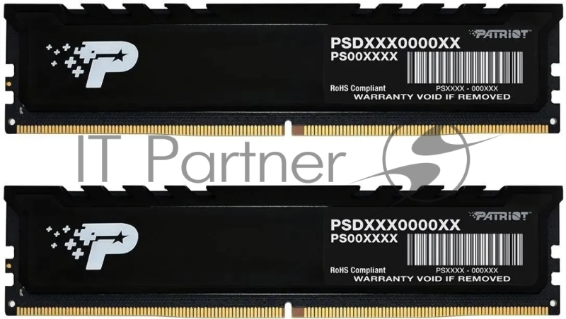 Оперативная память Patriot Signature Premium, DDR5, 64Gb (2x32 Gb), 4800 MHz, CL40, DIMM, радиатор, черный
