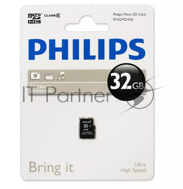 Флеш карта Philips microSDHC Class 10 32Gb FM32MD45B/97