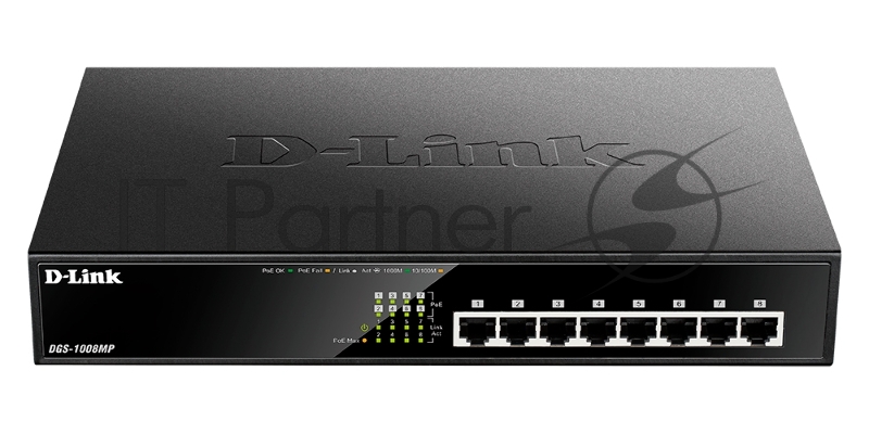 Коммутатор D-Link DL-DGS-1008MP/B1A, 8×1 Гбит/с, неуправляемый