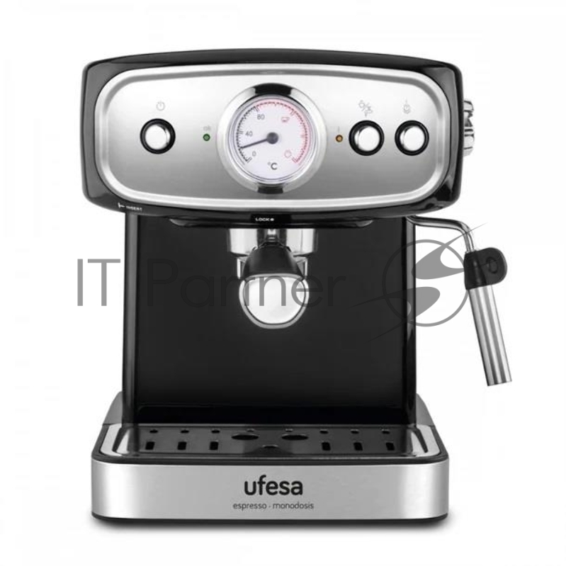 Кофеварка рожковая Ufesa CE7244 BRESCIA черный/серебристый, исп. кофе - молотый, 1.5 л, 850 Вт, 20 бар