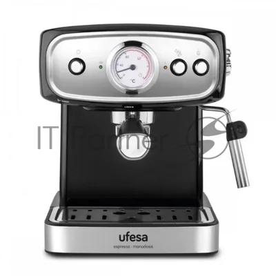 Кофеварка рожковая Ufesa CE7244 BRESCIA черный/серебристый, исп. кофе - молотый, 1.5 л, 850 Вт, 20 бар