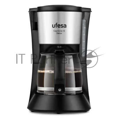 Кофеварка капельная Ufesa CG7125 Capriccio 12 DelUX черный/серебристый, исп. кофе - молотый, 1.2 л, 680 Вт.