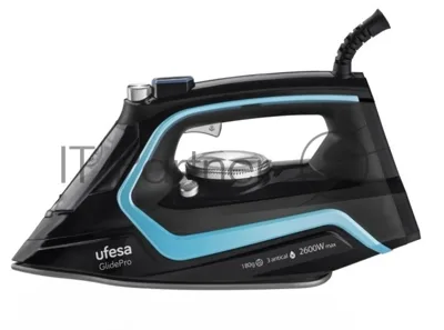 Утюг Ufesa PV2600 GLIDEPRO черный/голубой, 2600 Вт, 35 г/мин, 180 г/мин, 280 мл