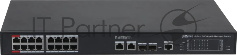 Коммутатор Dahua DH-S4220-16GT-190, 16×1 Гбит/с + 2×1 Гбит/с + 2×1 Гбит/с SFP, управляемый