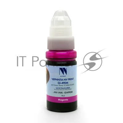 Чернила NV PRINT GI-490M (0665C001) для Canon Pixma G3400, G4400, G2400, G1400, G3410, G4410, G2410, G1410, G3411, G1411, G1416 (70 мл) Magenta