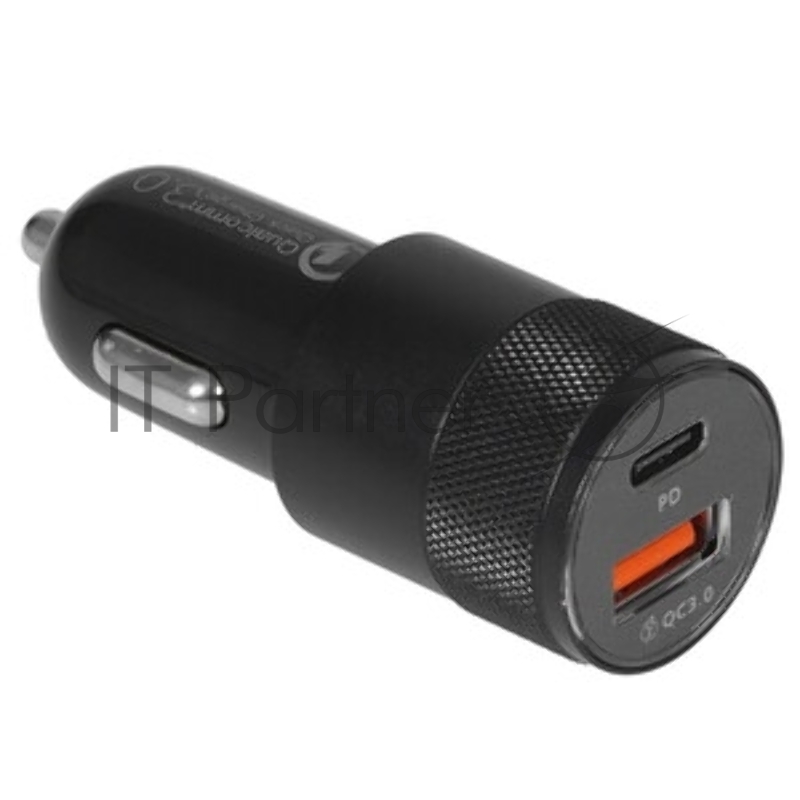 Автомобильное зарядное устройство Cablexpert MP3A-UC-CAR24, 38Вт, быстрая зарядка QC3.0/PD, 2 порта: USB и Type-C