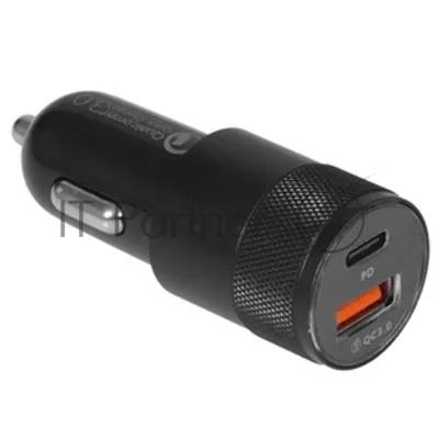 Автомобильное зарядное устройство Cablexpert MP3A-UC-CAR24, 38Вт, быстрая зарядка QC3.0/PD, 2 порта: USB и Type-C