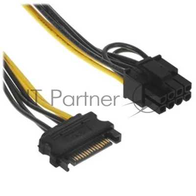 Кабель питания SATA Cablexpert CC-PCIE-SATA-20CM, PCIe 8pin/Sata 15pin, 20 см, пакет