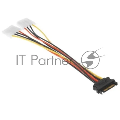 Кабель питания SATA Cablexpert CC-SATA-2MOLEX-20CM, Sata 15pin/2x Molex 4pin, 20 см, пакет