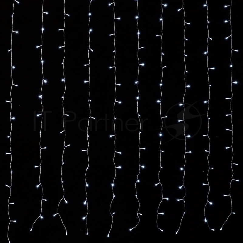 Гирлянда светод. Funray Занавес CL-200W, 2,1x1,5м, 200LED, хол.белый, прозрачный шн. 1,5м,220в, IP20