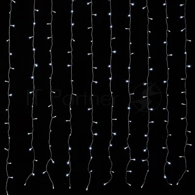 Гирлянда светод. Funray Занавес CL-200W, 2,1x1,5м, 200LED, хол.белый, прозрачный шн. 1,5м,220в, IP20