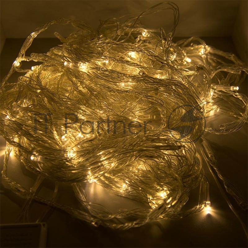 Гирлянда светод. Funray Занавес CL-320WW, 3x2,5м,320LED,тепл.белый,прозрачный шн. 2,5м,220в,IP20,контр