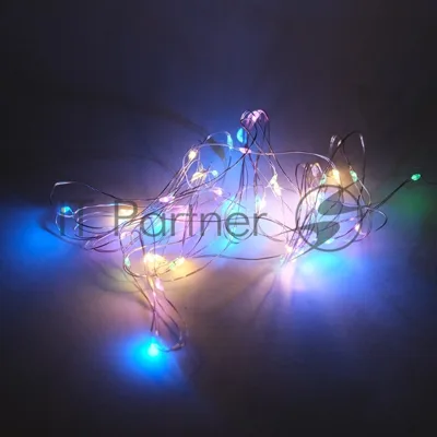 Гирлянда светод. Funray Нить, SE-STRING-550M, 5м, 50 LED, мульти (4цв.), 3xАА, серебр. шнур 0,3м